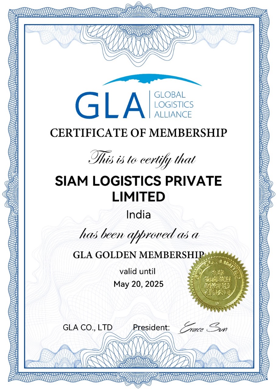 Global Logistics Alliance Golden Membership certificate